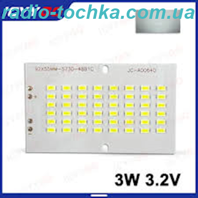 3W с/д модуль білий 5730 6000K 48LED на підкладці 3.2V 92x55мм