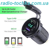 Автомобільний зарядний пристрій QC3.0+PD 120W з вольтметром