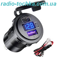 Автомобільний зарядний пристрій TYPE-C QC3.0+PD 60W з вольтметром 12-24 авто