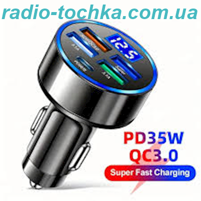 АЗП 2USB 3.1A + 2USB QC3.0 + 2PD TYPE-C + вольтметр