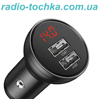 АЗУ 2USB 4.8A Baseus Digital Display Dual USB 4.8A Car Charger 24W
