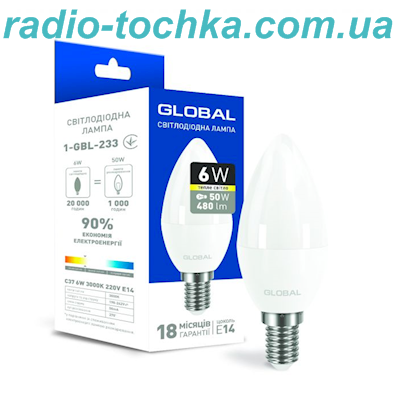 Лампа Global LED 6W 220V E14 (233) MAXUS