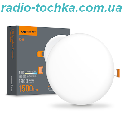 LED світильник безрамковий круглий VIDEX 15W 4100K