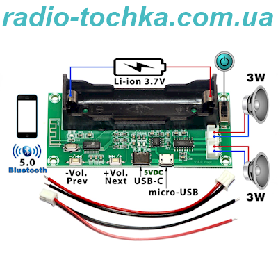 Модуль bluetooth 5.0 2x3W стерео-підсилювач звуку на PAM8403