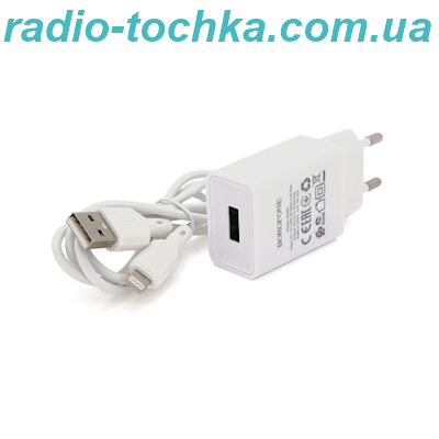 МЗП 1USB 2.1A + шнур Lightning White 1м BOROFONE BA68A