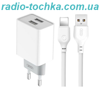 МЗП  XO L65 2USB/ 2.4A + Data Cable USB to Lightning white