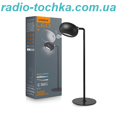 Настiльна LED лампа з акумулятором VIDEX VLE-TF18B 3W 3000-5500K Чорна
