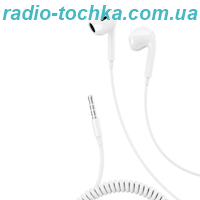 Навушники XO EP48 mic кабель-пружинка white