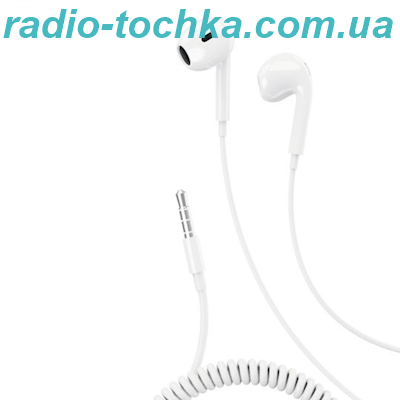 Навушники XO EP48 mic кабель-пружинка white