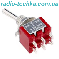 Перемикач,  тумблер 2x2 (6pin)  MTS-202 червоний