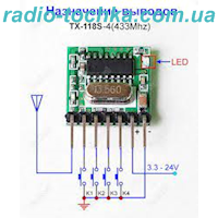 RF передавач 433MHz для Arduino (TX-118S-4V2)
