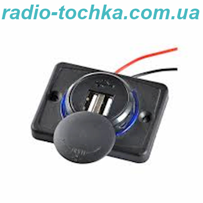 Розетка USB 5V 3.1A подвійний порт накладна, зарядний пристрій 12-24V