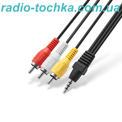 Шнур (кабель) штекер "папа"3 RCA x штекер "папа" аудио "JAC" 3.5 (4pin) 1.5м