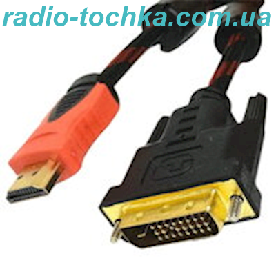 Шнур шт.HDMI x шт.DVI24+1 GOLD (феррит) 1.5м