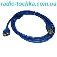 Шнур шт.USB x гн.USB 0.5м синій прозорий