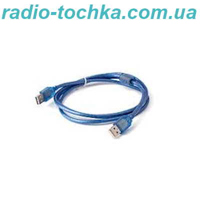 Шнур шт.USB x шт.USB 1.4м прозорий синій з фільтром