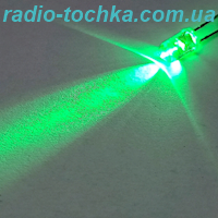 Світлодіод 12V 5мм прозорий зелений