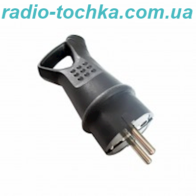 Вилка RIGHT HAUSEN Waterproof пряма з/з з кільцем чорна IP44 HN-021082N