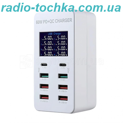Зарядний пристрiй Fast Charger A8T(8USB портів 5A.60W захист від КЗ)