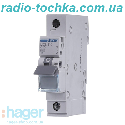 Автоматичний вимикач Hager 1P, In=10A, C, 6kA, 1м
