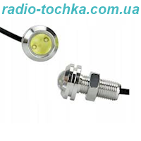 Денні ходові вогні DRL 3030 COB 3W 12V 18mm на болтах Silver, Білий