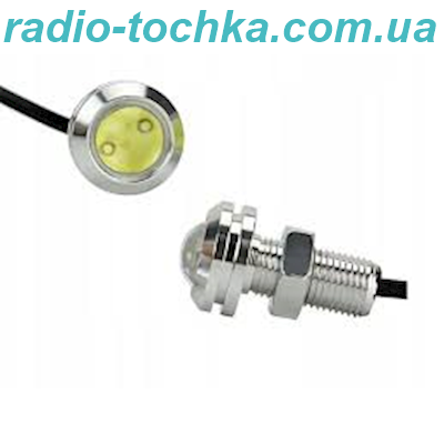 Денні ходові вогні DRL 3030 COB 3W 12V 18mm на болтах Silver, Білий