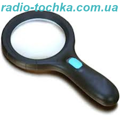 Лінза (лупа) ручна PL-433 4x d=65 2xAAA з LED підсвічуванням