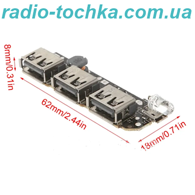 Power bank плата 3 USB+ microUSB+LED+контроль ємності JZ-3UPCB