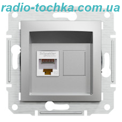 Розетка компютерна, RJ45, кат.5е, UTP, Алюміній, Asfora, EPH4300161