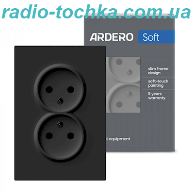 Розетка подвійна Ardero ER112-B Soft 16А без заземлення чорна