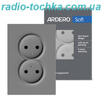Розетка подвійна Ardero ER112-G Soft 16А без заземлення сіра