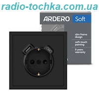 Розетка з додатковими виходами USB/Type-C Ardero ER123USB-B Soft 18W/20W із заземленням чорна