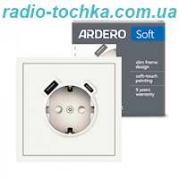 Розетка з додатковими виходами USB/Type-C Ardero ER123USB-W Soft 18W/20W із заземленням біла