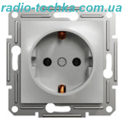 Розетка з заземленням, Алюміній, Asfora, EPH2900161
