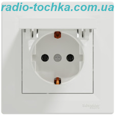 Розетка з заземленням, з кришкою, Біла, Asfora EPH3100121
