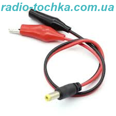 Штекер живлення 5.5x2.1, провід 15см + затискач тестерний 2шт.