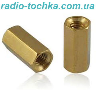 Стійка шестигранна H=14мм M4 гайка-гайка латунь