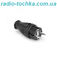 Вилка каучукова пряма iз заземленням TITANUM чорна 16А 220V