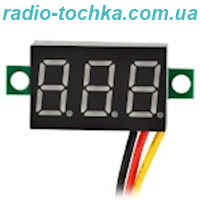 Вольтметр DC 0-100V синій 0.28" без корпусу три виводи